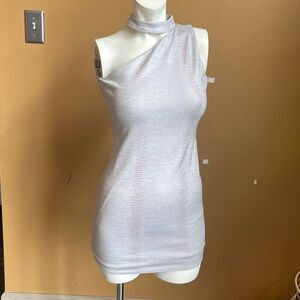 By Debra, Snake Asymmetrical one-shoulder with a mock neck collar. Size L